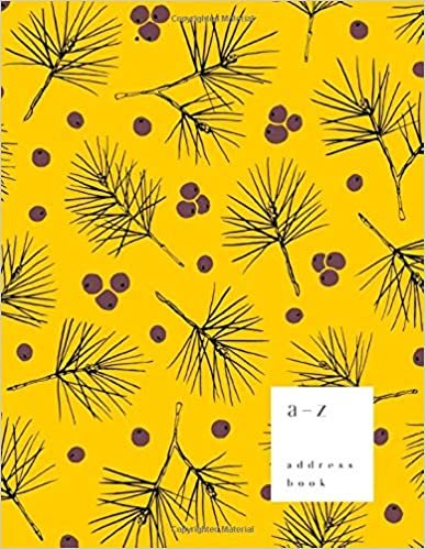 okumak A-Z Address Book: 8.5 x 11 Large Notebook for Contact and Birthday | Journal with Alphabet Index | Pine Tree Berry Design | Yellow