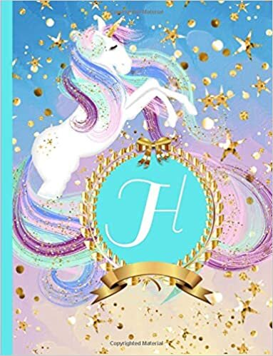 okumak H: Beautiful Unicorn Composition, 110 Pages, 8.5x11, Girls and Women Monogram Notebook, Monogrammed Initial Notebook, Girls and Women Initial ... (Monogram Notebooks for Women and Girls)
