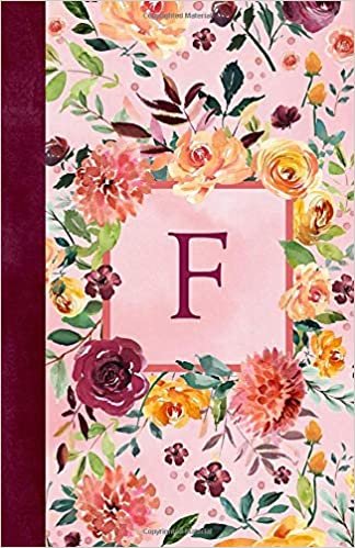 okumak F: Floral Garden Monogram Journal/Notebook, 120 Pages, Lined, 5.5 x 8.5, Soft Cover Matte Finish