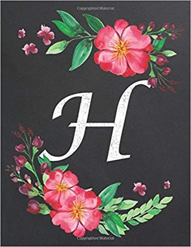 okumak H: Monogram Initial H Notebook for Women and Girls, Floral Design, Lined Pages (Composition Book, Personalized Journal) (8.5 x 11 Large)