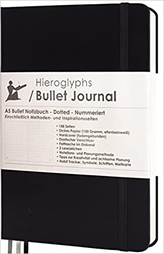 okumak Bullet Journal - Dotted Not Defteri A5 - Sistemli - 189 Numaralı Sayfa, Katlanır Çanta, 3 Okuma İşareti, Kilitli Lastik - 100 g/m² Kağıt - Hierogliyphs