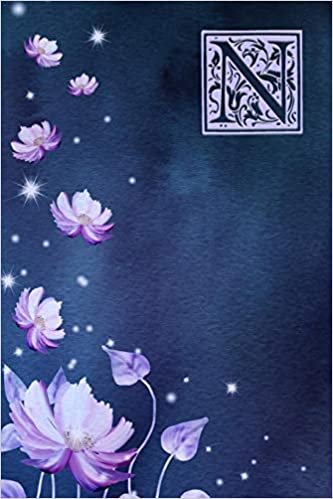 okumak N: Monogram Initial Notebook with Purple floral design