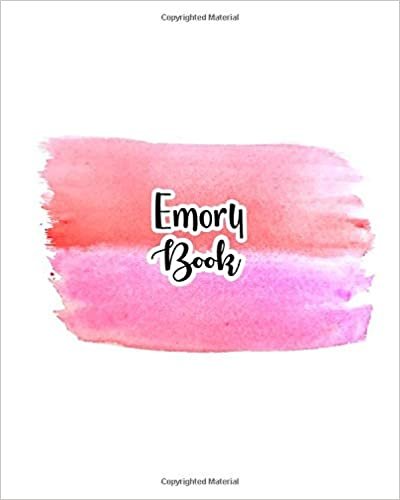 okumak Emory Book: 100 Sheet 8x10 inches for Notes, Plan, Memo, for Girls, Woman, Children and Initial name on Pink Water Clolor Cover