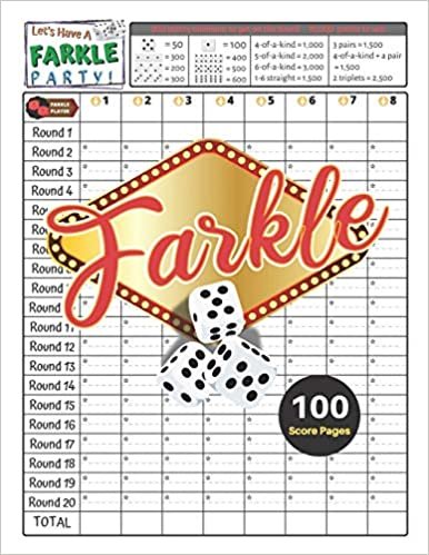 okumak Let&#39;s Have A FARKLE Party!: V.1 Farkle Score Sheets 100 pages for Farkle Classic Dice Game | Nice Obvious Text | Large size 8.5*11 inch (Gift) (F. Scoresheets)