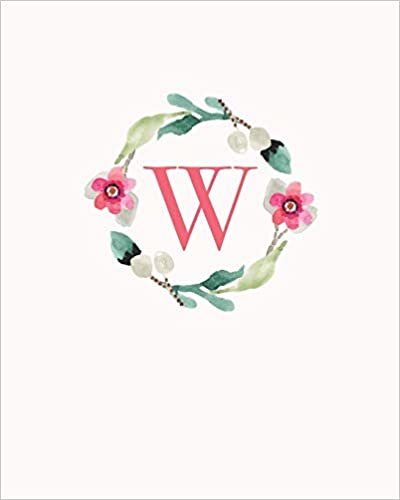 okumak W: 110 Dot-Grid Pages | Monogram Journal and Notebook with a Classic Light Pink Background of Vintage Floral Roses in a Watercolor Design | ... Journal | Monogramed Composition Notebook