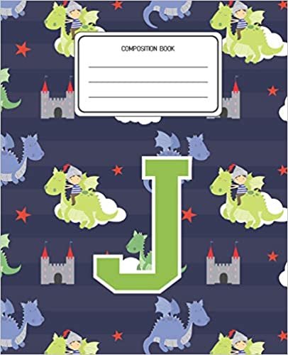 okumak Composition Book J: Dragons Animal Pattern Composition Book Letter J Personalized Lined Wide Rule Notebook for Boys Kids Back to School Preschool Kindergarten and Elementary Grades K-2