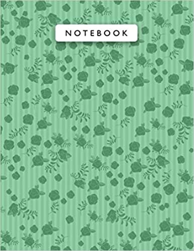 okumak Notebook Paris Green Color Mini Vintage Rose Flowers Small Lines Patterns Cover Lined Journal: 8.5 x 11 inch, Journal, Monthly, Work List, A4, Wedding, College, 21.59 x 27.94 cm, Planning, 110 Pages