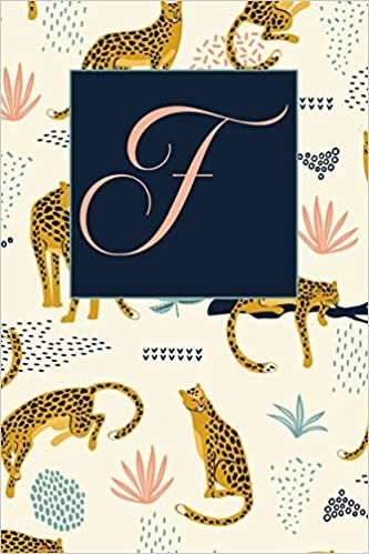 okumak F: Letter F Journal, Tropical Leopards, Personalized Notebook Monogram Initial, 6 x 9