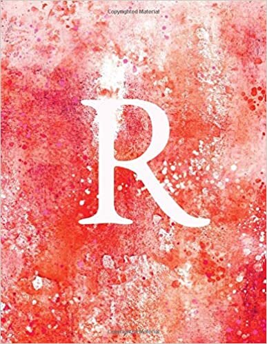 okumak R: Monogram Initial R Notebook for Women and Girls-Distressed Pink Orange and White-120 Pages 8.5 x 11