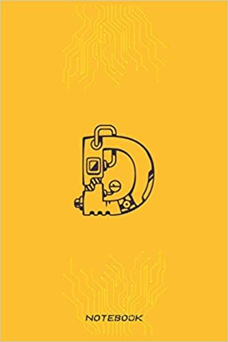 okumak Notebook Mechanical robot style Monogram Initial Letter D: personalized Notebook 6&quot; x 9&quot;/Journal,120 lined pages