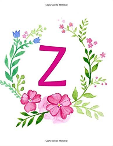 okumak Z: Monogram initial Z Notebook for Women and Girls-Flower Wreath-120 Pages 8.5 x 11