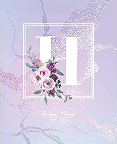 okumak Academic Planner 2019-2020: Purple Pink and Blue Matte Iridescent with Flowers Monogram Letter H Academic Planner July 2019 - June 2020 for Students, Moms and Teachers (School and College)