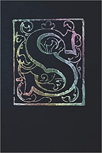 okumak Notebook: Art Nouveau Initial S - Multi Color on Black - Lined Diary / Journal
