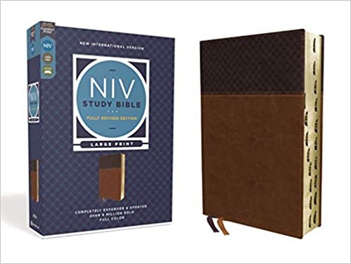 okumak NIV Study Bible, Fully Revised Edition, Large Print, Leathersoft, Brown, Red Letter, Thumb Indexed, Comfort Print