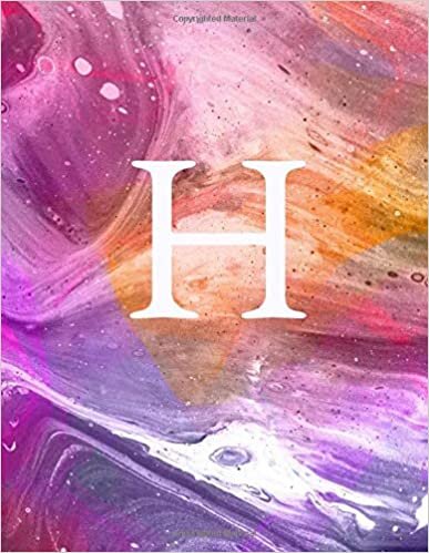 okumak H: Monogram Initial H Notebook for Women and Girls-Multi-Color Swirl-120 Pages 8.5 x 11