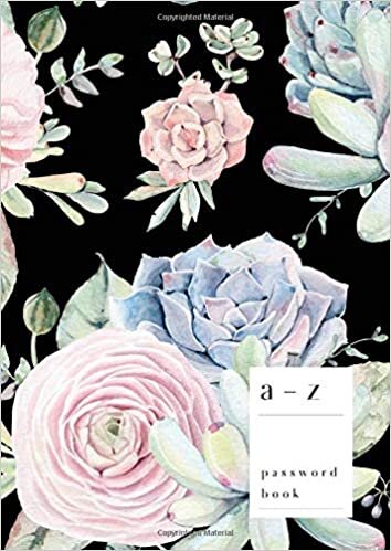 okumak A-Z Password Book: A4 Big Login Notebook with A-Z Alphabet Index | Large Print Format | Pretty Succulent Flower Design | Black