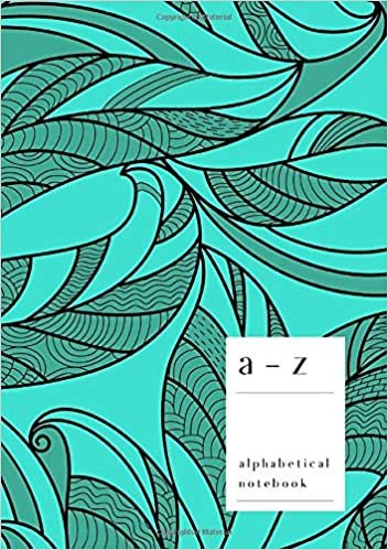 okumak A-Z Alphabetical Notebook: A5 Medium Ruled-Journal with Alphabet Index | Ornamental Abstract Floral Cover Design | Turquoise