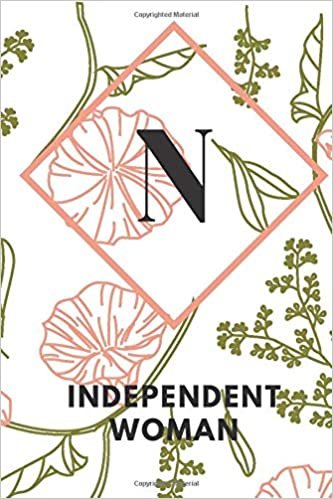 okumak N (INDEPENDENT WOMAN): Monogram Initial &quot;N&quot; Notebook for Women and Girls, green and creamy color.