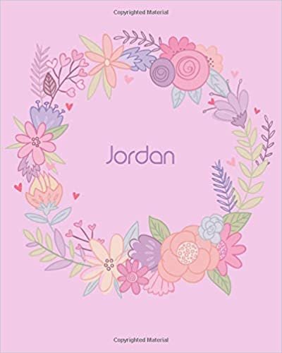 okumak Jordan: 110 Lined Pages 8x10 Cute Pink Blossom Design with Lettering Name for Girl, Journal, School and Self Note,Jordan