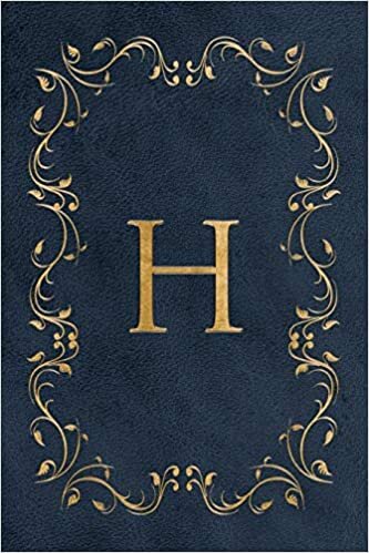 okumak H: Faux leather effect / look gold monogram. Personalized letter ruled journal notebook. Elegant traditional design suitable for all: men, women, ... pages in 6 x 9 matte finish, handy size.