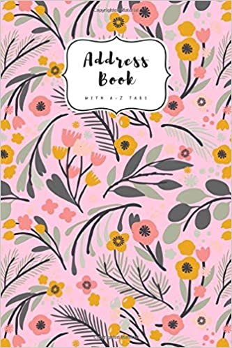 okumak Address Book with A-Z Tabs: 6x9 Contact Journal Jumbo | Alphabetical Index | Large Print | Illustration Floral Flower Design Pink