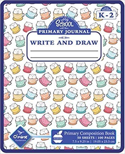 okumak O’Mine Lefty Notebooks | Kindergarten Journal with Drawing Area and Cute Cup Cake Bears Cover: 100 Page Writing Paper with Lines &amp; Picture Space | Right or Left Handed Composition Notebooks