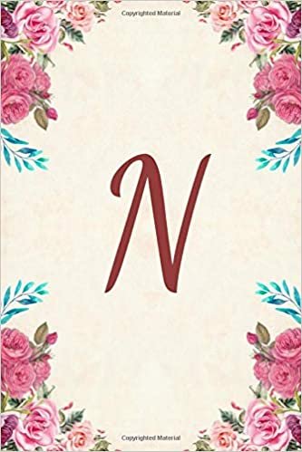 okumak N: Monogram Journal Notebook Diary For Girls and Women, Pink Floral 6 x 9