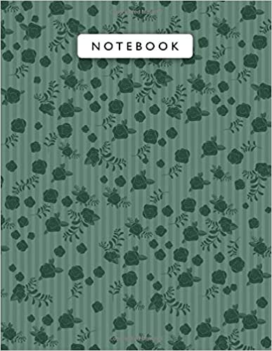 okumak Notebook British Racing Green Color Mini Vintage Rose Flowers Small Lines Patterns Cover Lined Journal: Planning, Work List, College, 8.5 x 11 inch, ... Pages, 21.59 x 27.94 cm, Wedding, A4, Journal