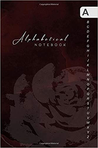 okumak Alphabetical Notebook: 4x6 Lined-Journal Organizer Mini with A-Z Alphabet Tabs Printed | Rose Flower Shadow Design Marble Red Black