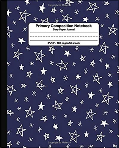okumak Primary Composition Notebook: Pretty Handwriting Notebook with Dashed Mid-line and Story Paper Journal | Grades K-2, 100 Story Pages | Cute Doddle Star Sky Pattern for Boys