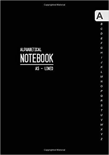 okumak Alphabetical Notebook A5: Medium Lined-Journal Organizer with A-Z Tabs Printed | Smart Black Design