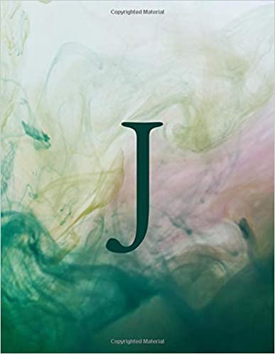 okumak J: Monogram Initial J Notebook for Women and Girls-Green Watercolor Ink-120 Pages 8.5 x 11