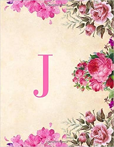 okumak J: Monogram Initial J Notebook For Women &amp; Girls, Floral Journal (110 Pages, 8.5 x 11)