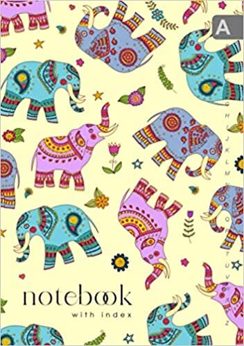 okumak Notebook with Index: A5 Lined-Journal Organizer Medium with A-Z Alphabetical Sections | Traditional Style Decorated Elephant Design Yellow