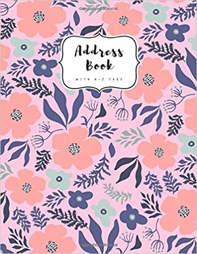 okumak Address Book with A-Z Tabs: A4 Contact Journal Jumbo | Alphabetical Index | Large Print | Cute Illustration Flower Design Pink