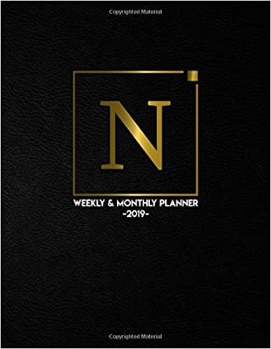 okumak 2019 Weekly &amp; Monthly Planner: Nifty Black Velvet Daily, Weekly and Monthly 2019 Organizer Monogram Letter N. Cute Golden Personalized At A Glance Yearly Calendar and Agenda. (Vintage Monogram Gifts)