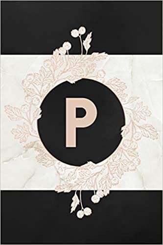 okumak P Monogram Journal: Lined Journal / Notebook - Personalized Initial P Monogrammed Journal for Women - Cute Rose Gold Berries on Stylish Marble Cover