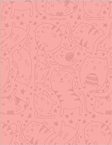 okumak 8.5&quot; x 11&quot; Pastel Salmon Pink Grid Minimalist Cat Pattern Notebook: Extra Large (21.59 x 27.94 cm) Simple Minimal Baby Coral Peach Kitty Kitten ... (50 Leaves or Sheets) and 5 mm Line Spacing