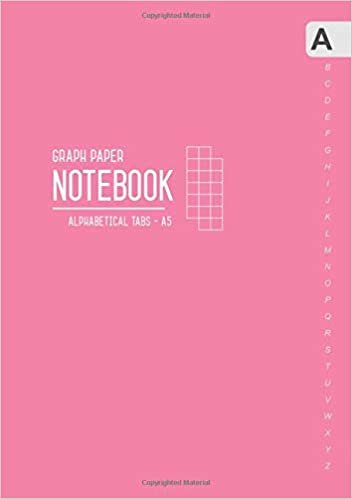 okumak Graph Paper Notebook Alphabetical Tabs A5: Medium Journal Organizer with A-Z Index Sections | 1/5 Inch Squares - 5x5 Quad Ruled | Smart Design Pink