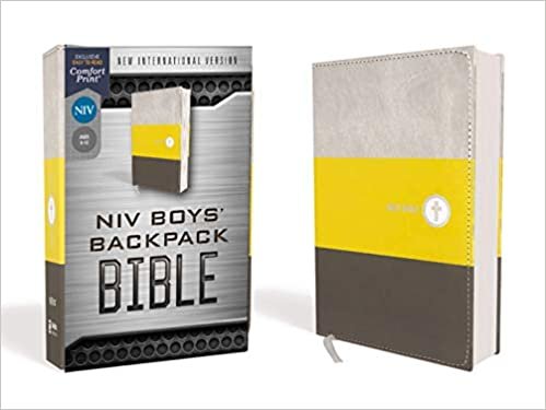 okumak Niv, Boys&#39; Backpack Bible, Compact, Leathersoft, Yellow/Gray, Red Letter Edition, Comfort Print