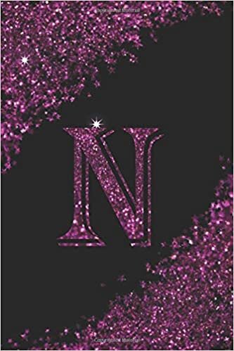 okumak N letter glitter Lined Notebook Journal purple and black color for women girls perfect gift idea.: Journal or Diary for Kids, Girls &amp; Women.