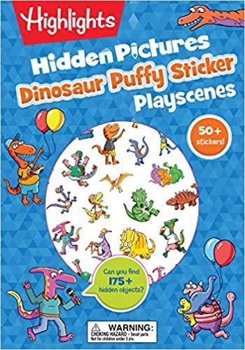 okumak Dinosaur Hidden Pictures Puffy Sticker Playscenes (Highlights Puffy Sticker Playscenes)