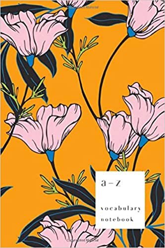 okumak A-Z Vocabulary Notebook: 6x9 Medium Journal 2 Columns with Alphabet Index | Drawing Blossom Flower Cover Design | Orange