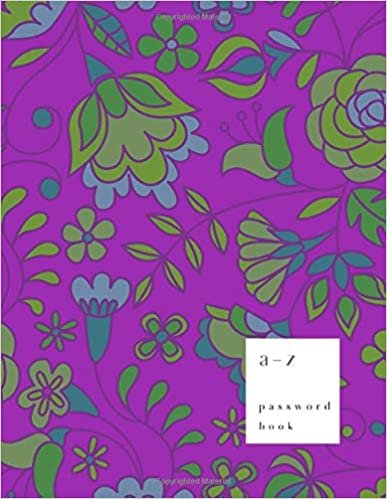 okumak A-Z Password Book: 8.5 x 11 Big Password Notebook with A-Z Alphabet Index | Large Print Format | Drawing Wildflower Design | Purple