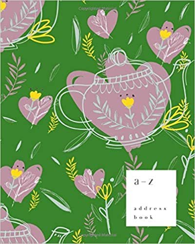 okumak A-Z Address Book: 8x10 Large Notebook for Contact and Birthday | Journal with Alphabet Index | Folk Pot Floral Design | Green