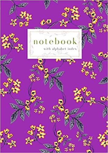 okumak Notebook with Alphabet Index: A4 Large Ruled-Journal with A-Z Alphabetical Labels | Vintage Flower Leaf Cover Design | Purple