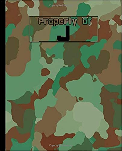 okumak Composition Notebook Wide Rule: Monogram Initial J Journal Lined blank notepad Camouflage cover 7.5 x 9.25 100+ pages