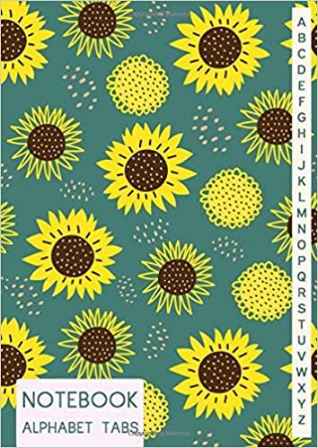 okumak Notebook Alphabet Tabs: A4 Large, A to Z Notebook Organizer, Ideas Gifts for Women, Sunflower Cover