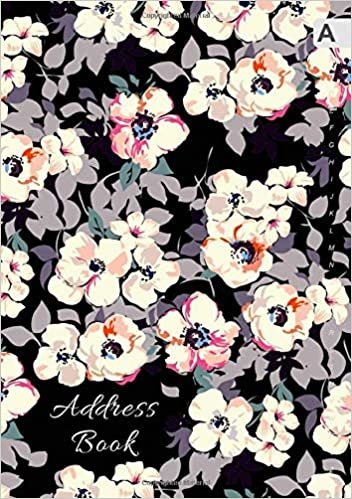 okumak Address Book: B5 Medium Contact Notebook Organizer | A-Z Alphabetical Sections | Large Print | Painted Cute Flower Design Black
