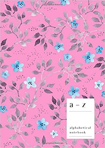 okumak A-Z Alphabetical Notebook: A4 Large Ruled-Journal with Alphabet Index | Vintage Watercolor Floral Leaf Cover Design | Pink